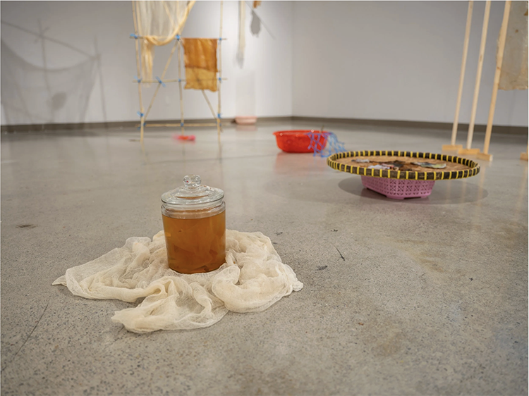 Installation shot (detail), a fervid surfacing: Joy Wong, Robert McLaughlin Gallery, September 14 - October 24, 2021. Documentation by Darren Rigo.